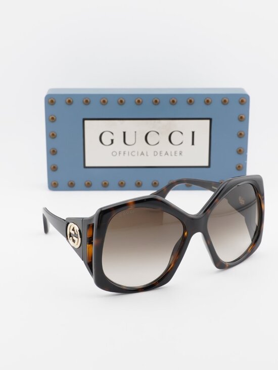 Gucci GG0875S 002 Square Sunglasses - Havana/Gradient Brown main image 9